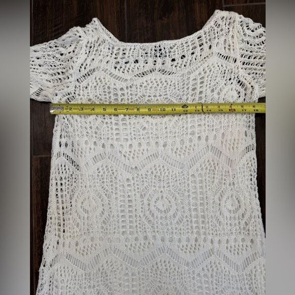 H&M Off-White Crocheted Cotton Dress with Liner – sz M EUC - Picture 13 of 17
